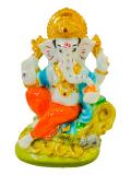 Beautiful n Colorful Fiber Medium Ganesh Statue - 6.25" # 47